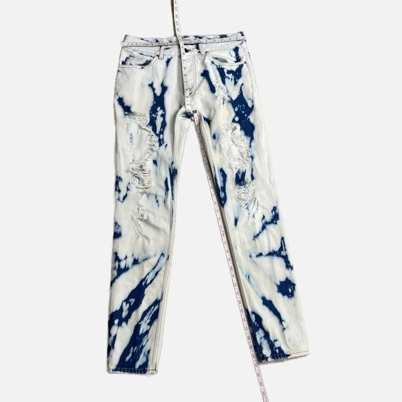 Palm Angels Jeans Tie & Dye Skinny Fit 30/30 Destroyed Blue White Button Fly - Picture 16 of 16